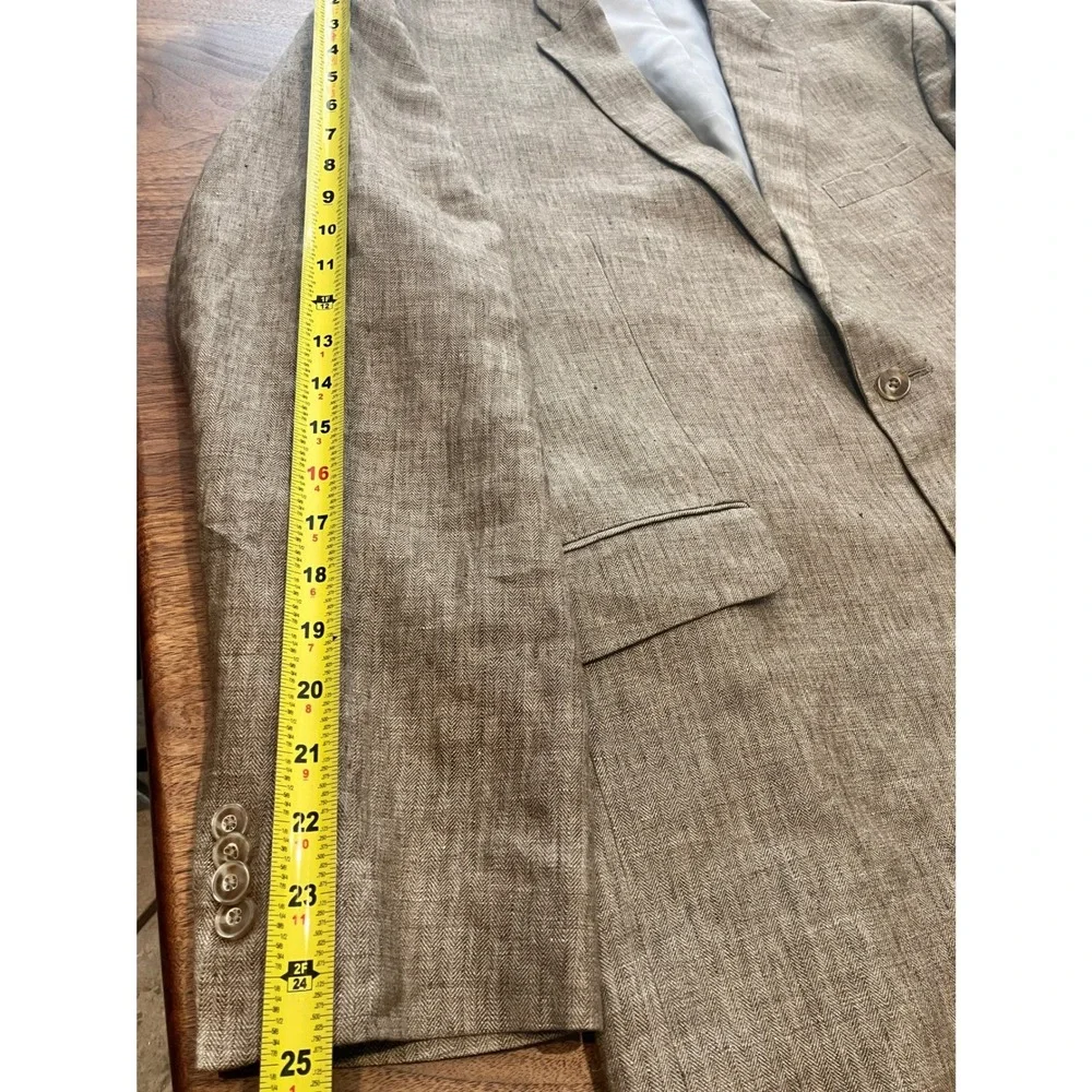 Jos A Bank 1905 Mens 43R Tailored Fit 100% Linen Herringbone Blazer Sport Coat